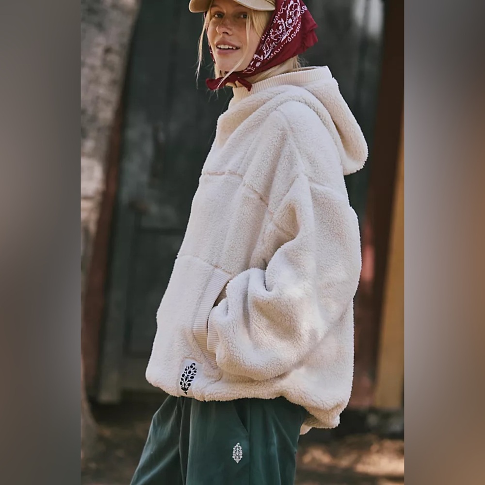 Free People Movement Scout It Out Fleece Pullover Birch Tree XS Oversized Hoodie